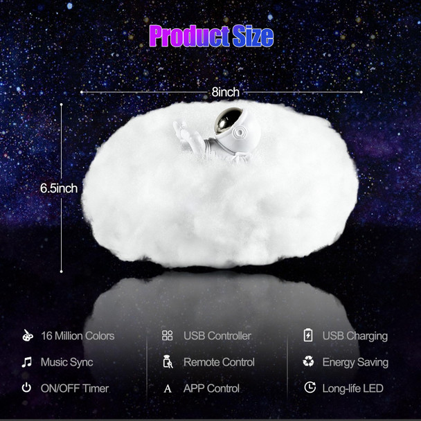 Astronaut LED Cloud Light Color Changing Cloud Lamp with Music Sync Mode Astronaut Cloud Led Lights for Bedroom Cool Stuff Decorations for Bedroom Room Gifts for Kids Men