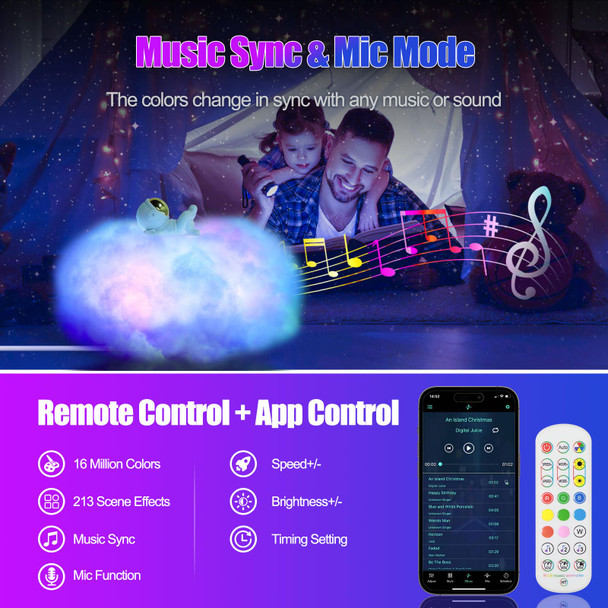 Astronaut LED Cloud Light Color Changing Cloud Lamp with Music Sync Mode Astronaut Cloud Led Lights for Bedroom Cool Stuff Decorations for Bedroom Room Gifts for Kids Men