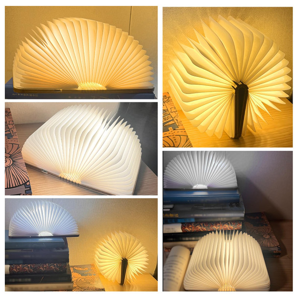 DLUFYEI Wooden Book Light LED Night Reading Light Foldable Book lamp for Bedside Table Home and Office Decoration Gift idea