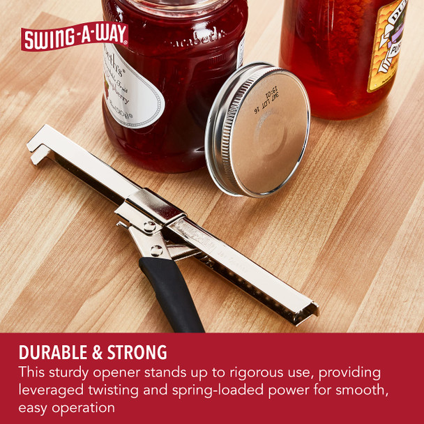 Swing-A-Way Comfort Grip Jar Opener 7.5-Inch Adjustable Multifunctional Stainless Steel Can Opener with Gripper Arthritis Friendly Soft Rubber Grip Handle Kitchen Accessories Black