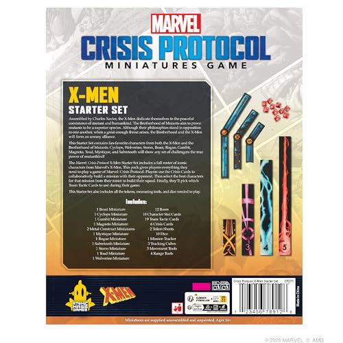Asmodee Marvel: Crisis Protocol X-Men Roster Pack - Miniatures Game Starter Set With 12 Figures, Stat & Tactic Cards, Dice, Tools & Tokens, Ages 14+, 2 Players, 90 Min Playtime