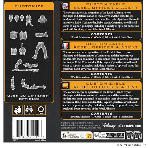 Asmodee Star Wars: Legion Customizable Rebel Officer & Agent - Tabletop Miniatures Game, Strategy Game For Kids And Adults, Ages 14+, 2 Players, 90 Min Playtime
