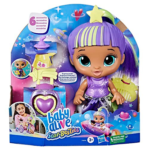 Baby Alive Star Besties Doll, Lovely Luna, 8-Inch Space-Themed Doll For 3 Year Old Girls And Boys And Up, Accessories