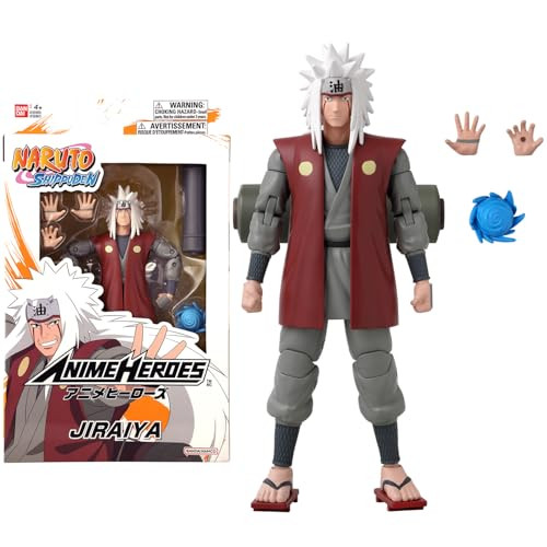 Bandai Anime Heroes Naruto Action Figure Jiraiya Of The Sannin  17Cm Figure With Extra Hands And Accessories  Shippuden Anime Figure For Boys And Girls