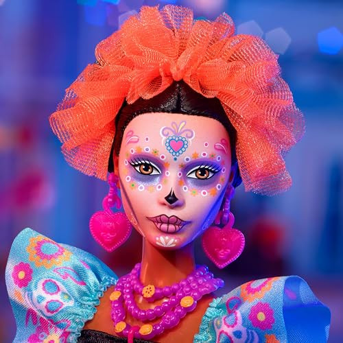 Barbie Signature Doll,  Dãƒæ’Ã†™ÃƒŠã‚­A De Muertos Collectible In Black Dress With Blue Ruffle Top, Embroidered Print, And Colorful Accessories