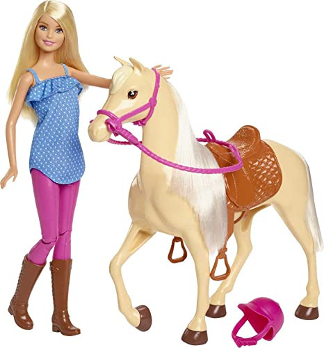 Barbie Playet With Blonde Fashion Doll In Riding Outfit & Light Brown Horse With Saddle, Bridle & Reins ( Exclusive)