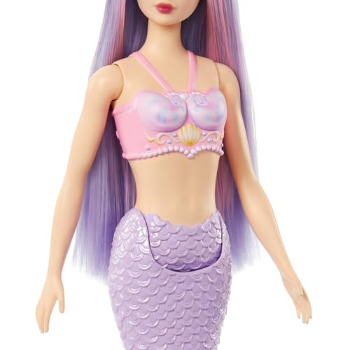 Barbie Mermaid Doll With Pink & Lilac Fantasy Hair & Headband Accessory, Toy With Shell-Inspired Bodice & Lavender Tail