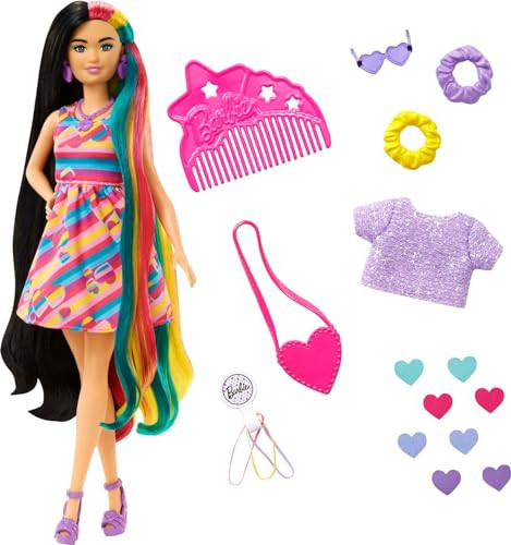 Barbie Totally Hair Doll, Butterfly-Themed With 8.5-Inch Fantasy Hair & 15 Styling Accessories (8 With Color-Change Feature)