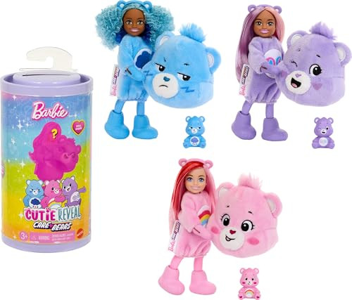 Barbie Cutie Reveal Chelsea Doll & Accessories, Care Bears Series, Small Doll With Costume & 6 Surprises (Styles May Vary)
