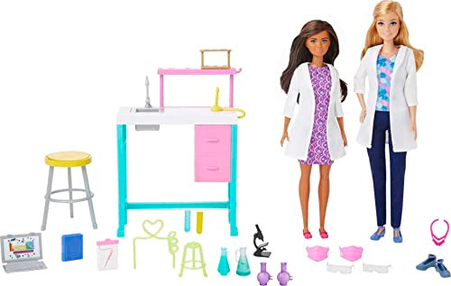 Barbie Careers Playset, Science Lab With 2 Scientist Fashion Dolls, Bench & 10+ Accessories ( Exclusive)