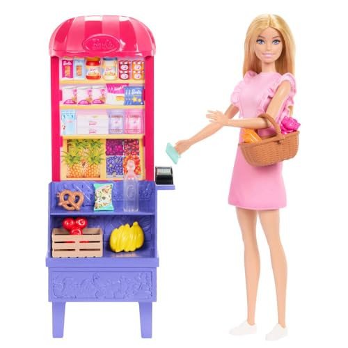 Barbie And Teresa Recipe For Friendship Fashion Doll & Playset, Malibu At The Market Theme With 11 Accessories Including Market Stand & Food