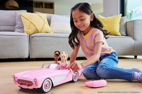 Barbie Hot Wheels Rc Corvette From The Movie, Full-Function Remote-Control Toy Car Holds 2 Dolls