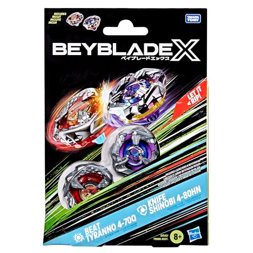 Beyblade X Beat Tyranno 4-70Q & Knife Shinobi 4-80Hn Dual Pack Set With 2 Right-Spinning Tops Authentic Takara Tomy Battle Tops Games/Toys For Boys & Girls 8+