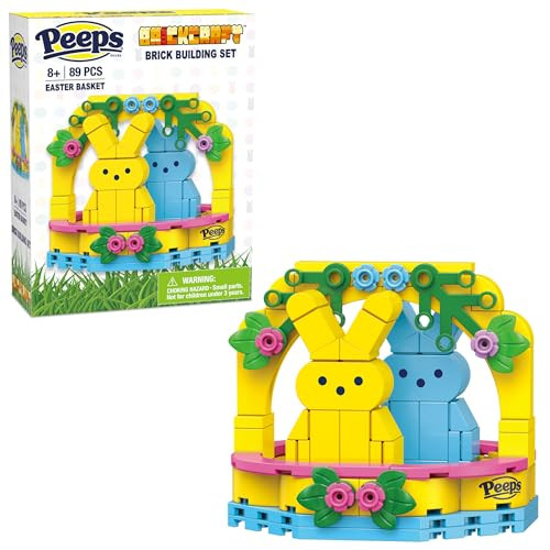 Brickcraft Peeps Easter Basket Building Set Bundle With 2 Baskets And 4 Bunny Figures 178 Pieces Buildable Spring Display Construction Kit Easter  For Kids Ages 8 & Up Family Activity Toy Set Fun