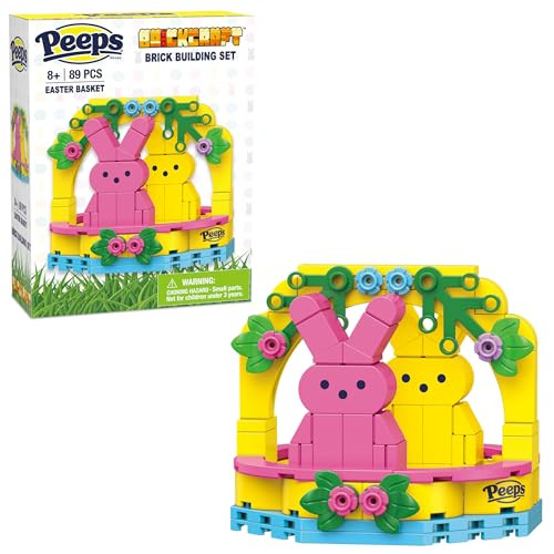 Brickcraft Peeps Easter Basket Brick Building Set With 89 Pieces, Cute Bunny And Chick Spring Display, Colorful Holiday Construction Kit For Kids Ages 8 Plus, Fun Collectible Easter Toy And  Dãƒæ’Ã†™ÃƒŠã‚©Cor