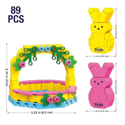 Brickcraft Peeps Easter Basket Brick Building Set With 89 Pieces, Cute Bunny And Chick Spring Display, Colorful Holiday Construction Kit For Kids Ages 8 Plus, Fun Collectible Easter Toy And  Dãƒæ’Ã†™ÃƒŠã‚©Cor