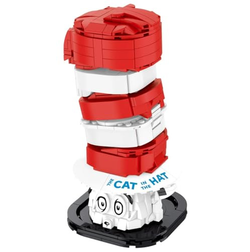 Brickcraft Officially Licensed Dr. Seuss Cat In The Hat Bust With Printed Parts, Includes 556 Pieces Multicolored Brick Building Set