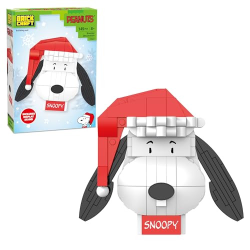 Brickcraft Peanuts Snoopy Christmas Brick Building Set, 145 Pieces  Diy Holiday Winter Block Kit With Display Stand  Festive Dãƒæ’Ã†™ÃƒŠã‚©Cor Collectible &  For Kids & Adults, Ages 8+