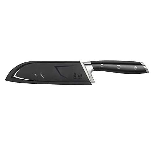 Cangshan Alps Series 502742 German Steel Forged 7-Inch Santoku Knife With Sheath, Black