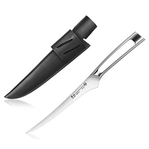 Cangshan Tn1 Series 1021639 Swedish 14C28N Steel Forged 7-Inch Fillet Knife And Leather Sheath Set