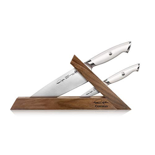 Cangshan Thomas Keller Signature Collection Swedish Powder Steel Forged, 3-Piece Tai Block, Walnut, White
