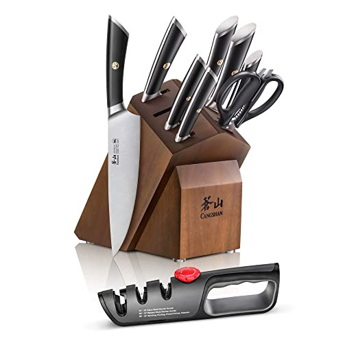 Cangshan Elbert Series German Steel Forged Knife Block Sets (10-Piece, White)