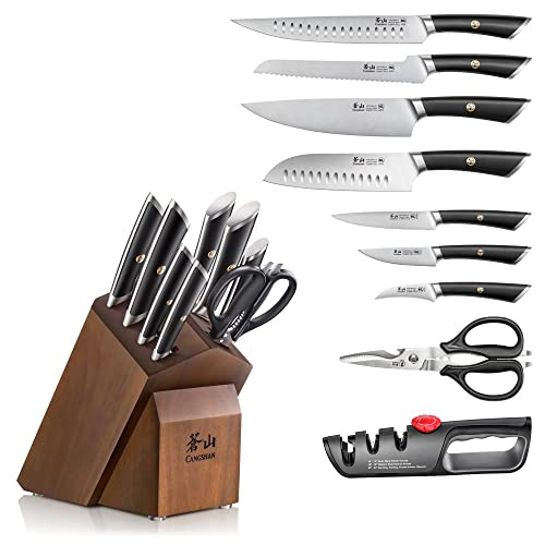 Cangshan Elbert Series German Steel Forged Knife Block Sets (10-Piece, White)