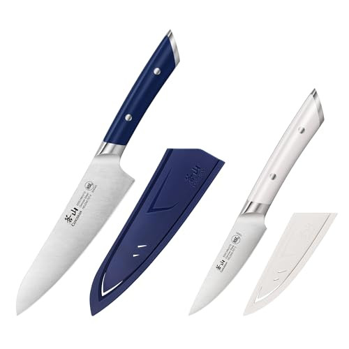 Cangshan Helena Series 2-Piece Starter Knife Set Forged German Steel, Navy & White, 505446