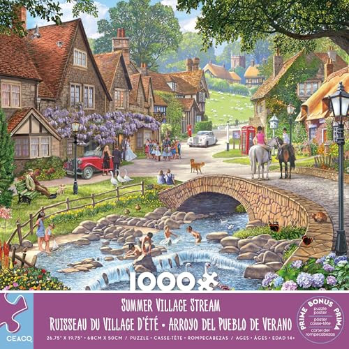 Ceaco - Summer Village Stream - 1000 Piece Puzzle For Adults - Challenging And Perfect For Game Nights - Finished Puzzle Size 26.25 X 19.75