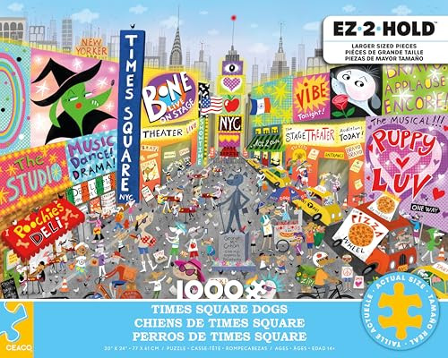 Ceaco - Ez2Hold - Time Square Dogs - 1000 Piece Puzzle For Adults - Challenging And Perfect For Game Nights - Finished Puzzle Size 30 X 24