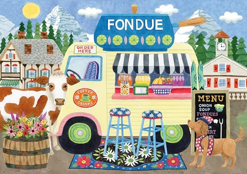 Ceaco - Stephanie Peterson Jones - Fondue Truck - 500 Piece Puzzle For Adults - Challenging And Perfect For Game Nights - Finished Puzzle Size 21.25 X 15