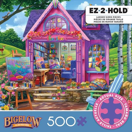 Ceaco - Ez 2 Hold - Bigelow - She Shed Studio - 500 Piece Puzzle For Adults - Challenging And Perfect For Game Nights - Finished Puzzle Size 21.25 X 15