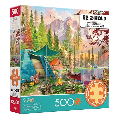 Ceaco - Ez 2 Hold - Dominic Davison - Camping Tranquility - 500 Piece Puzzle For Adults - Challenging And Perfect For Game Nights - Finished Puzzle Size 21.25 X 15