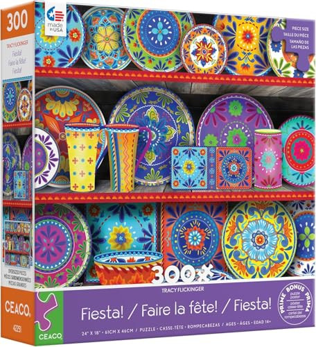 Ceaco - Tracy Flickinger - Fiesta - 300 Oversized Piece Jigsaw Puzzle