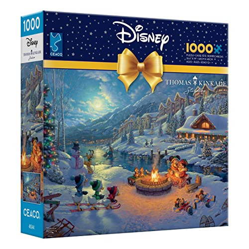 Ceaco - Thomas Kinkade - Disney Dreams Collection - Holiday - Mickey And Minnie Christmas Lodge - 1000 Piece Jigsaw Puzzle