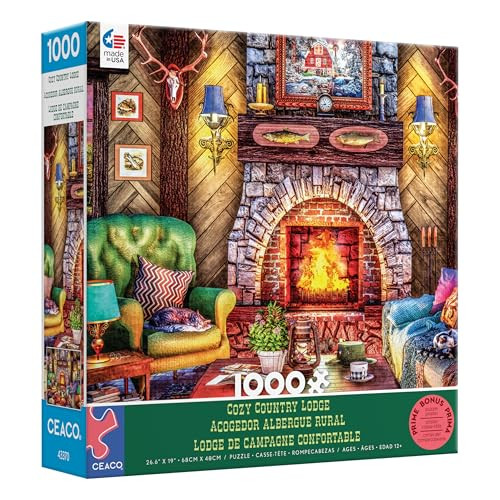 Ceaco - Dominic Davison - Cozy Country Lodge - 1000 Piece Jigsaw Puzzle For Adults - Challenging Puzzle Perfect For Game Nights - Finished Size Is 26.5 X 19