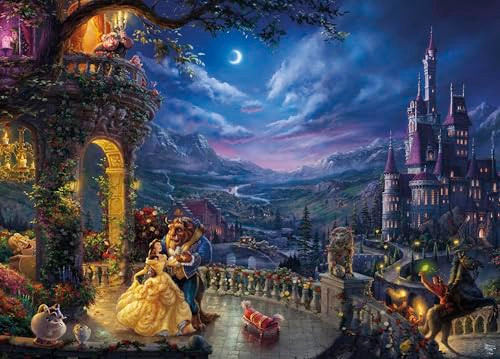 Ceaco - Thomas Kinkade - Disney - Beauty & The Beast Dancing In The Moonlight - 1000 Piece Jigsaw Puzzle