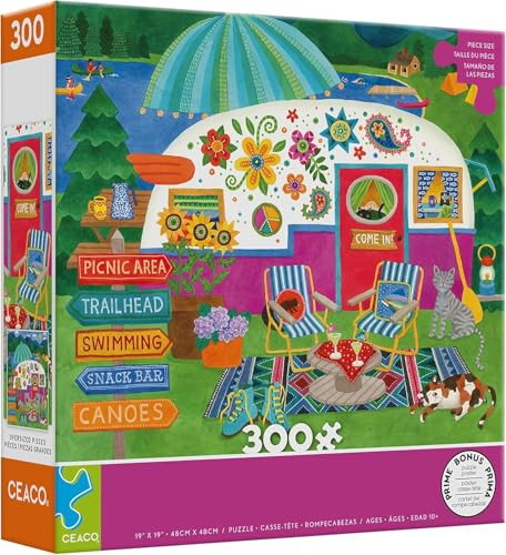 Ceaco - Happy Camper - Lake Camper - Oversized 300 Piece Jigsaw Puzzle
