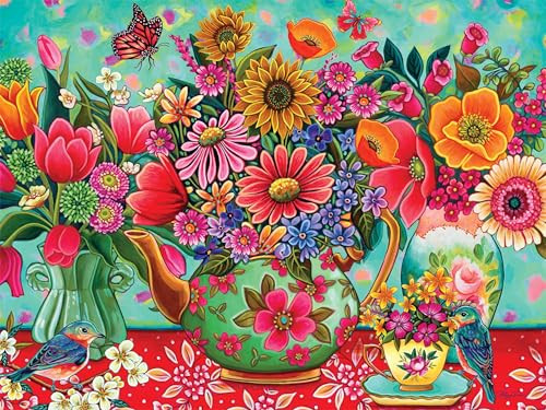 Ceaco - Peggy Davis - Colorful Garden Finds - 300 Oversized Piece Jigsaw Puzzle