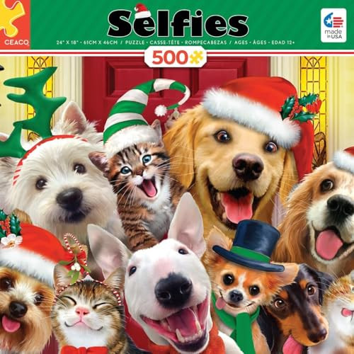 Ceaco - Howard Robinson - Selfies - Holiday Dogs - 500 Piece Jigsaw Puzzle