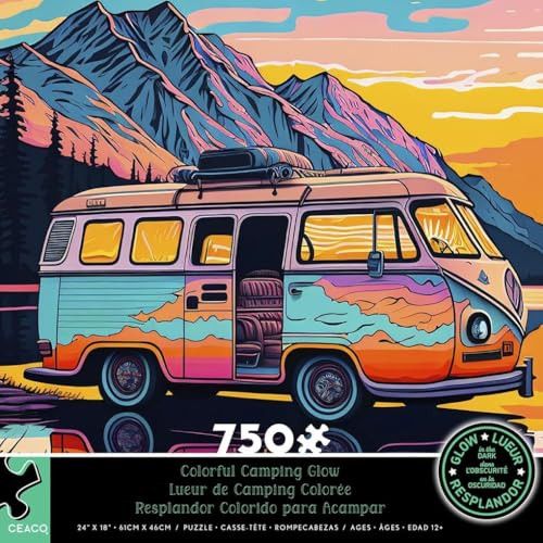Ceaco - Glow In The Dark - Colorful Camping Glow - 750 Piece Jigsaw Puzzle