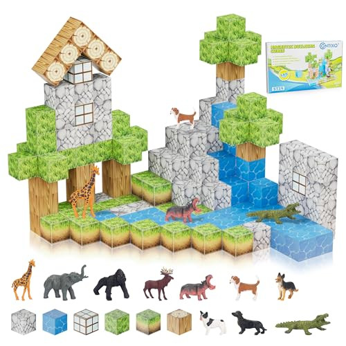 Contixo Stem Building Toys - 65 Pcs Marble 3D Magnetic Run Tiles Learning Stacking Educational Building Blocks Set, Creativity Beyond Imagination, Inspirational, Recreational Toy For Kids, Ideal s