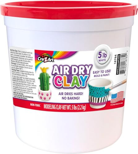 Cra-Z-Art Air Dry Clay - 5Lb Bucket Natural White Modeling Clay, Perfect For Sculpting, School Projects, Bulk Class Supplies For Teachers, Day Cares, Camps, Essential For School