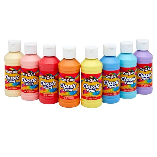 Cra-Z-Art Washable Classic Paint Bulk Pack 8Ct, Assorted Colors 4Oz Each Bottle, 32Oz