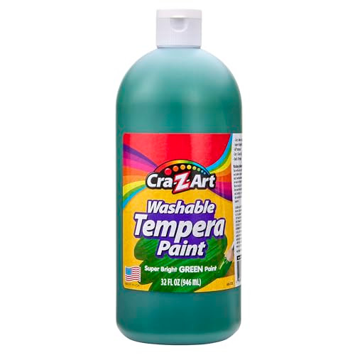 Cra-Z-Art Washable Tempera Paint Bulk Pack 6 Color Set Assorted Colors 32Oz Each Bottle, 6 Super Bright Finger Paint Color, Great Back To School Teacher Supplies