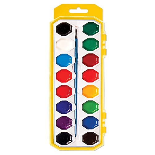 Cra-Z-Art Washable Watercolors With Brush, Peggable Tray, 16 Count