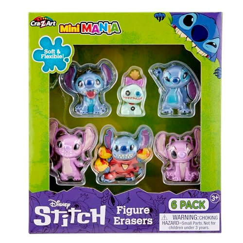 Cra-Z-Art Stitch Surprise 6 Pack Mini Figure Erasers - Get 6 Real, Flexible Erasers To Assemble, Use And Collect, Great For Back To School, Blind Bag Inspired Kids Toy