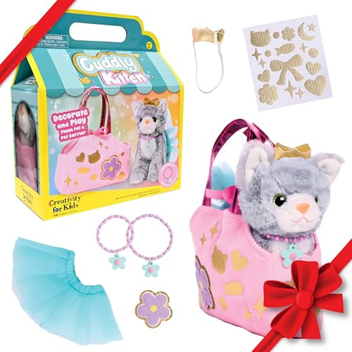 Creativity For Kids Cuddly Kitten Kit  Adopt, Accessorize & Decorate A Plush Pet  Toddler Purse & Bff Jewelry  For Girls  Encourages Imaginative Play & Fine Motor Skills (Ages 4+)