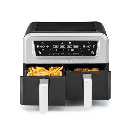 Cuisinart Dual Basket Air Fryer, Two Baskets 11 Qt In Total, 6 Functions: Air Fry, Roast, Bake, Broil, Dehydrate & Keep Warm, Features Sync Finish & Sync Settings, Toss Reminder & Auto-Pause, Adz-112