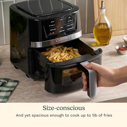 Cuisinart Air Fryer, 6-Quart Basket Large Fryer With 5 Cooking Functions To Roast, Bake, Broil, Air Fry And Keep Warm, 5 Airfryer Presets, Dishwasher-Safe Parts, Air-200Nas, Stainless Steel & Black